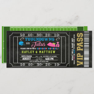 Gender Reveal Football Ticket Touchdown oder Tutus Einladung