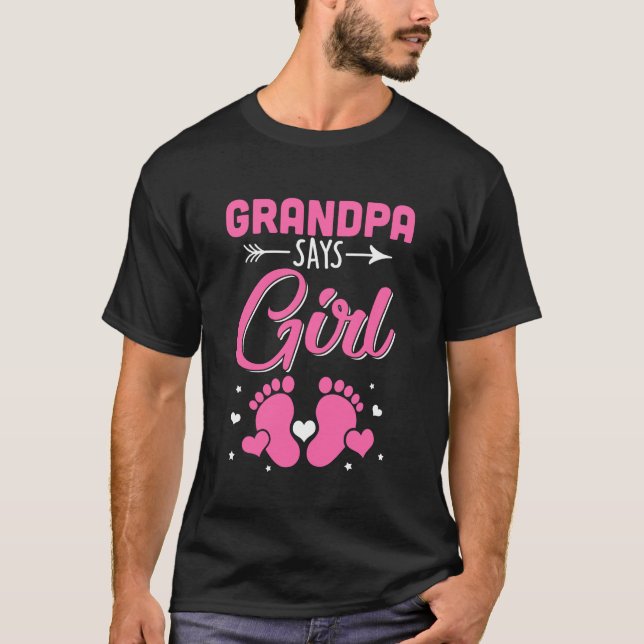 Gender Reveal For Grandpa Says Girl Matching Famil T-Shirt (Vorderseite)