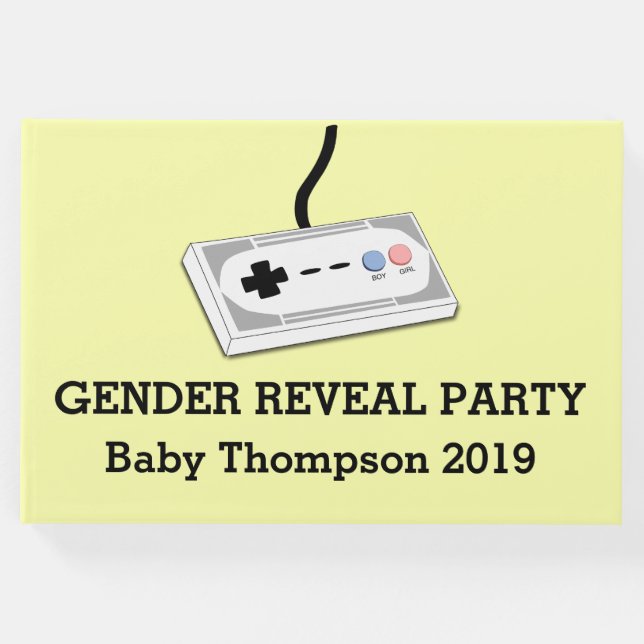 Gender Reveal Gamer Controller Boy Girl Gästebuch (Vorderseite)