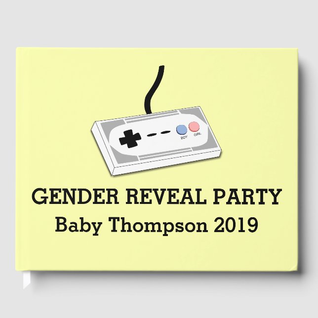 Gender Reveal Gamer Controller Boy Girl Gästebuch (Vorderseite)