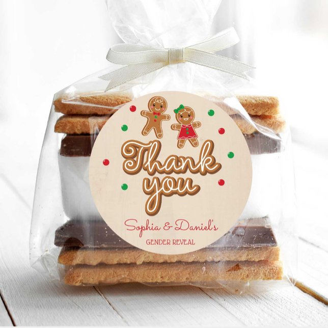 Gender Reveal Gefälligkeitskleber - Lebkuchen Runder Aufkleber (Von Creator hochgeladen)