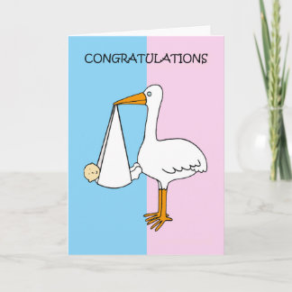 Gender Reveal Herzlichen Glückwunsch Cartoon Stork Karte