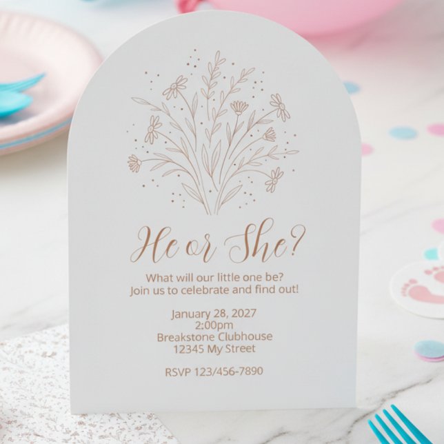 Gender Reveal Invitation - Boho Floral Arch (Gender reveal party invitation)