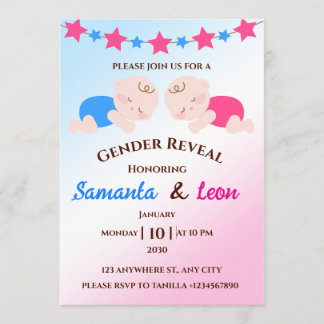 Gender Reveal Invitation Card Einladung