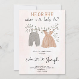 Gender Reveal Invitation card on marble surface Einladung
