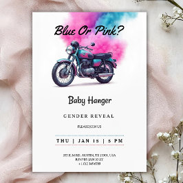 Gender reveal Invitation with a motorcycle Einladung