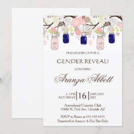 Gender Reveal Mason Jars Baby Shower Einladung