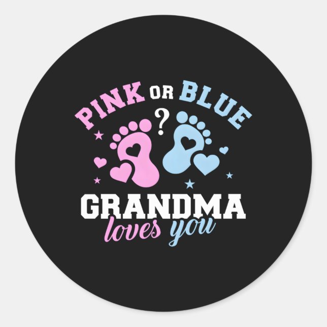 Gender Reveal Oma Runder Aufkleber (Vorderseite)