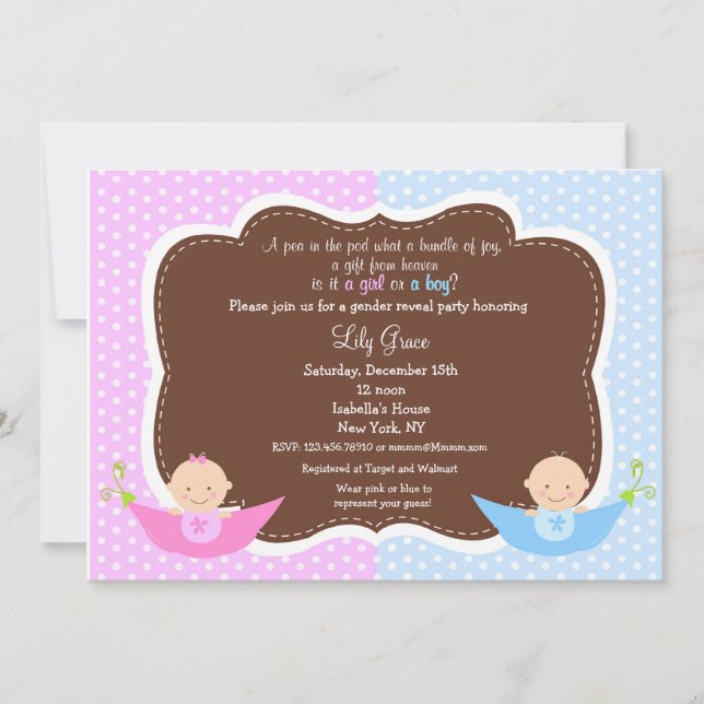 Gender Reveal Party Baby Shower Einladungen (Vorderseite)