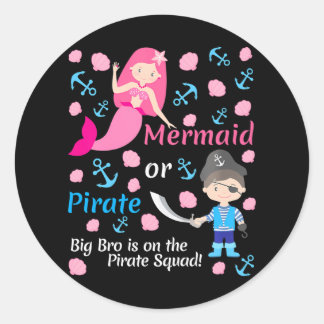 Gender Reveal Party Meerjungfrau oder Pirate Big B Runder Aufkleber