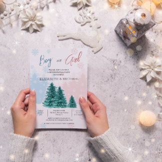 Gender Reveal Party Weihnachts Winter Einladung