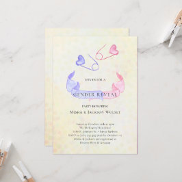 Gender Reveal Pink Blue Baby Shower Einladung
