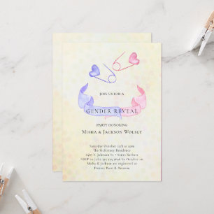 Gender Reveal Pink Blue Baby Shower Einladung
