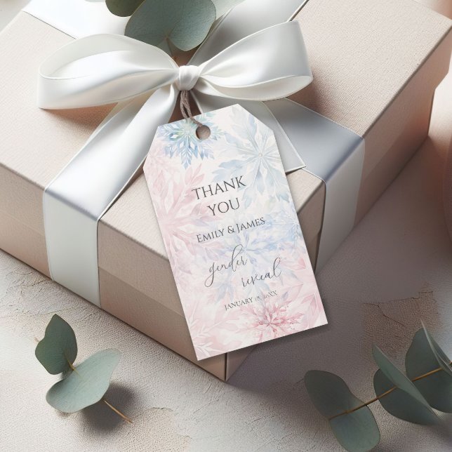 Gender Reveal Pink Blue Snowflake Danke Geschenkanhänger (Von Creator hochgeladen)