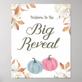 Gender Reveal Pumpkin Fall Begrüßungszeichen Poster