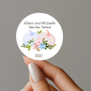 Gender Reveal Pumpkin Gefallen Geschenk Custom Runder Aufkleber