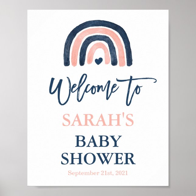 Gender Reveal Rainbow Baby Begrüßungszeichen Poster (Vorne)