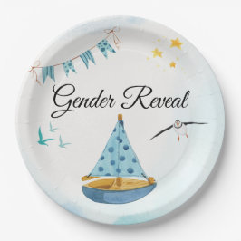 Gender Reveal Sailboat Paper Napkin Pappteller