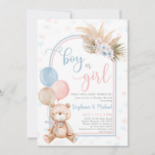Gender Reveal Teddy Bären Balloons Einladung
