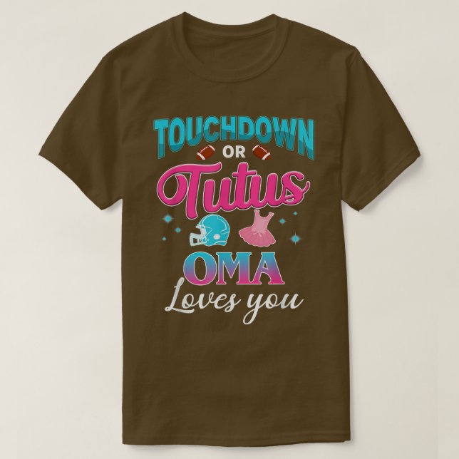 Gender Reveal Touchdown oder Tutus Oma Matching Ba T-Shirt (Design vorne)