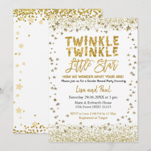 Gender Reveal Twinkle Little Star Baby Shower Einladung