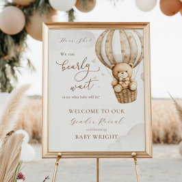 Gender Reveal Welcome Teddy Bear Baby Shower Poster