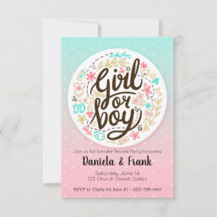 Gender Reveve Invitation Baby Shower Boy oder Mädc RSVP Karte