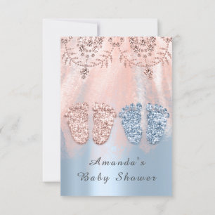 Gender Revival Feet Silver Girl Boy Royal Twins Einladung