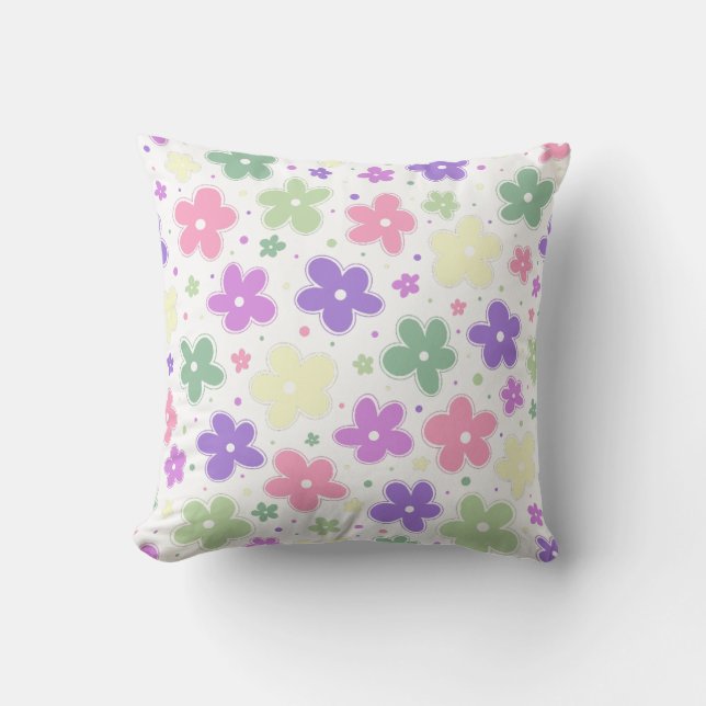 Genderfade Pride Flag Blume Doodle Pastel Pink Kissen (Vorderseite)