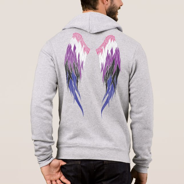 Genderfluid Flag - Angel Wings Hoodie (Rückseite)