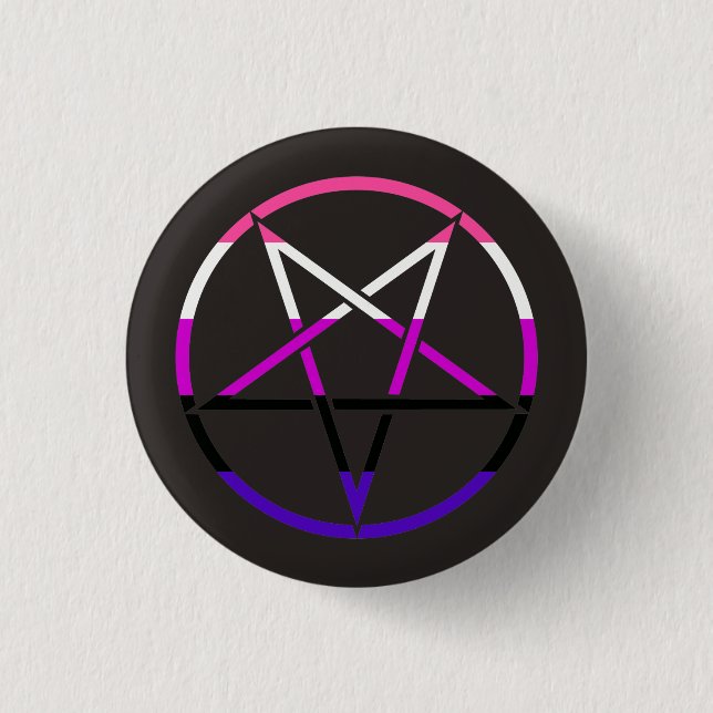 Genderfluid Flagge Pentagram Button (Vorderseite)