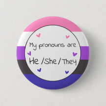 Genderfluid He/She/they/they Pronoun-Button