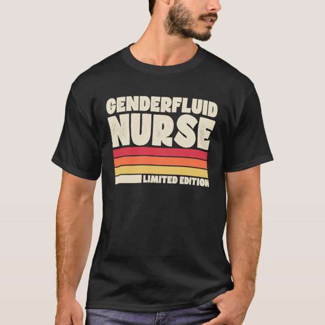 Genderfluid Nurse  Retro Vintage Style T-Shirt (Vorderseite)