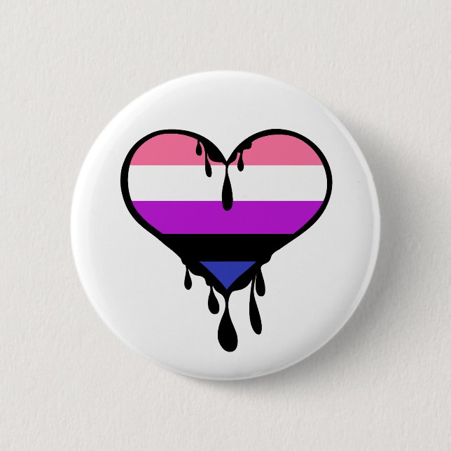 Genderfluid-Pride-Dripping Herz Button (Vorderseite)