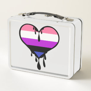 Genderfluid-Pride-Dripping Herz Metall Brotdose