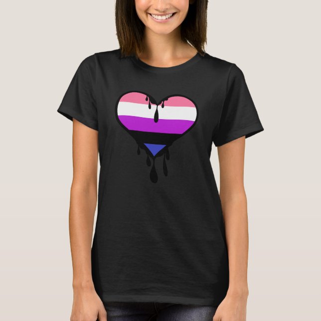 Genderfluid-Pride-Dripping Herz T-Shirt (Vorderseite)