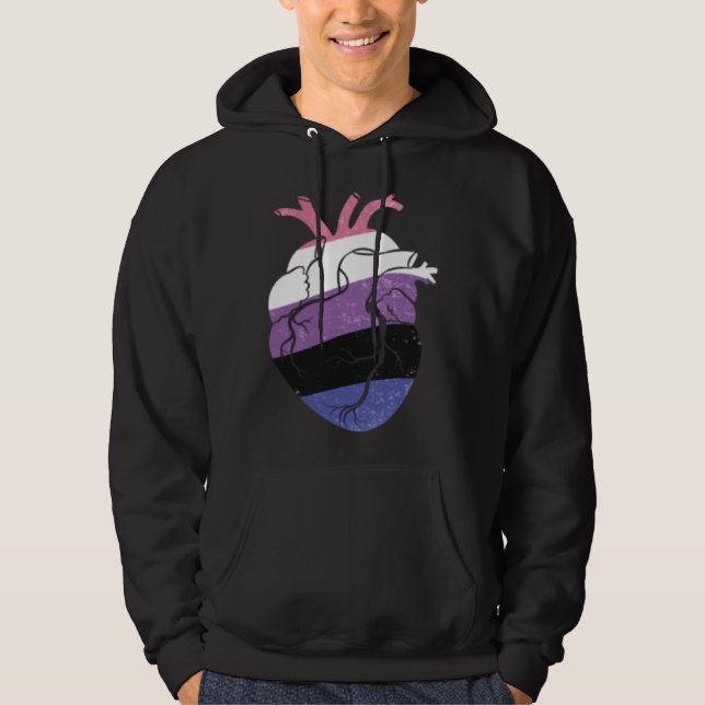 Genderfluid Pride Heart Flag Hoodie (Vorderseite)