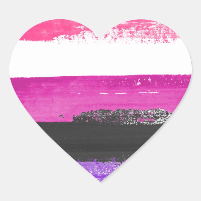 Genderfluid Pride Paint Herz-Aufkleber (Vorderseite)