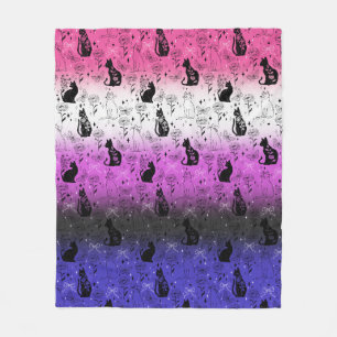 Genderfluid Pride Schwarze Katze - Mystische Hexer Fleecedecke
