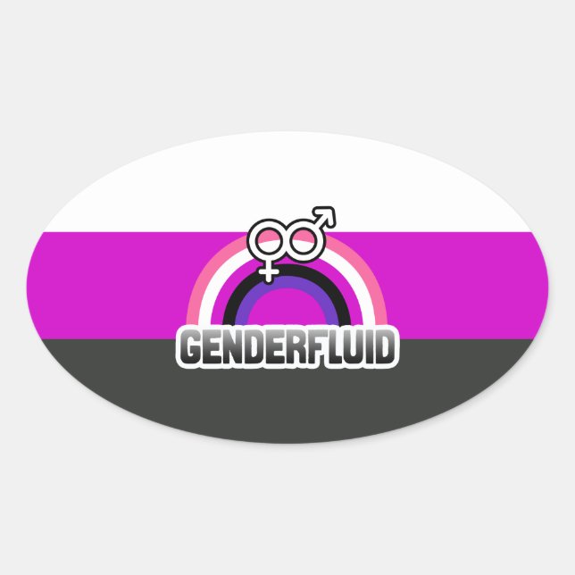 GENDERFLUID RAINBOW OVALER AUFKLEBER (Vorderseite)