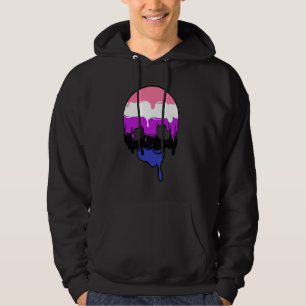 Genderfluid-Stolz tropfender Schädel Hoodie