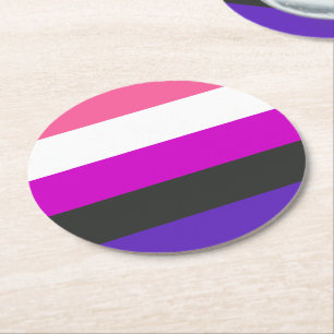 Genderfluid-Stolzflagge Runder Pappuntersetzer