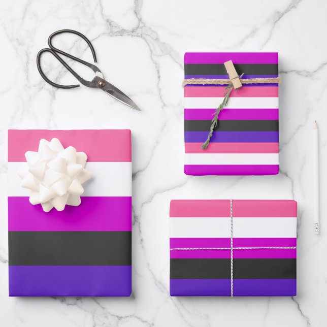 Genderfluid-Strichflagge Geschenkpapier Set (Vorderseite)
