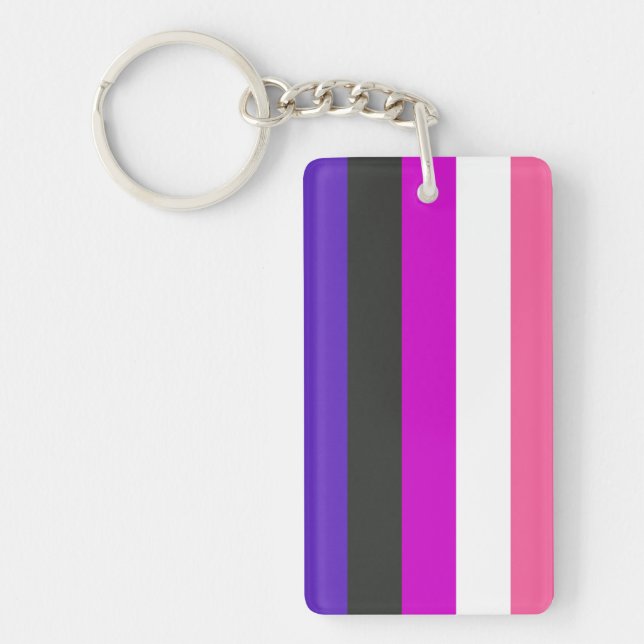 Genderfluid-Strichflagge Schlüsselanhänger (Vorderseite)