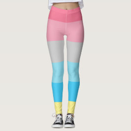 Genderflux Flag Rosa Blau Grau Gelb Streifen LGBT Leggings