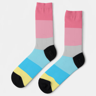 Genderflux Pink Grau Blau Gelb Streifen LGBT Socken