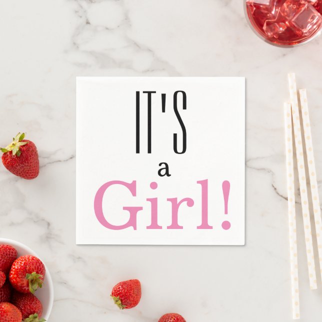 Genderoffenbarung Es ist ein Mädchen! Baby Shower  Serviette (Beispiel)