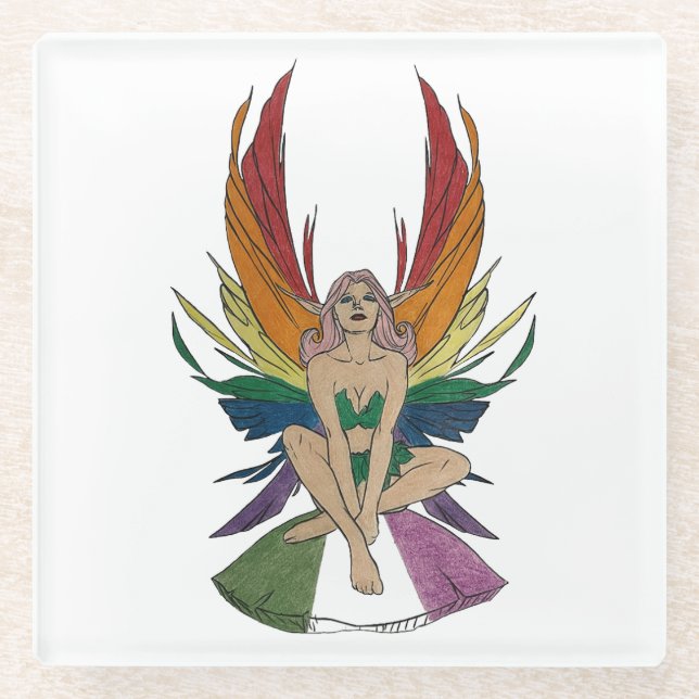 Genderqueer Fee Glasuntersetzer (Vorderseite)