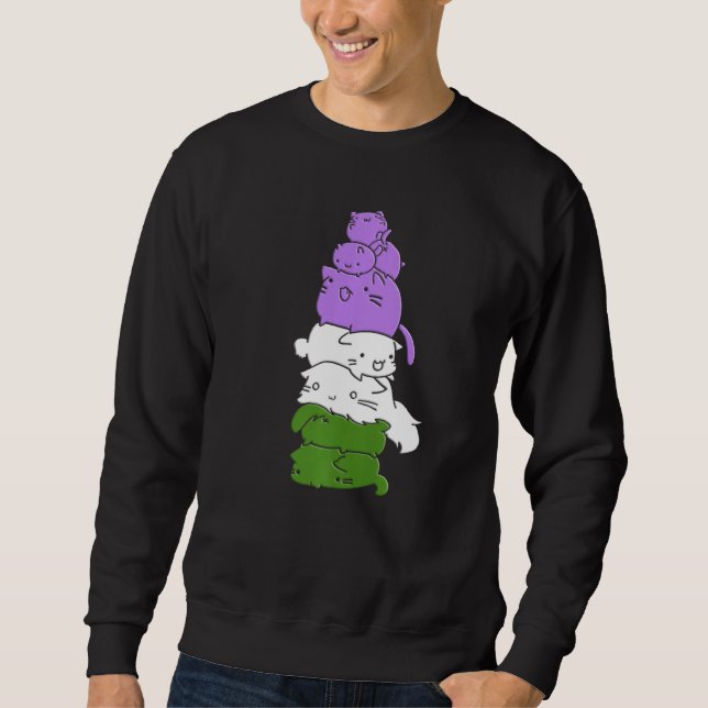 Genderqueer Flag Genderqueer Cat Pride Sweatshirt (Vorderseite)