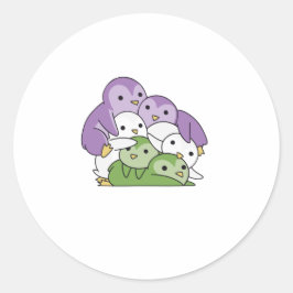Genderqueer Flag Pride Lgbtq Niedlich Pinguin Runder Aufkleber